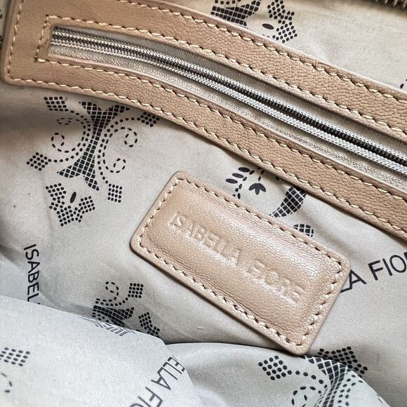 ISABELLA FIORE Large Ikat Print Shoulder Bag and Crossbody Strap Taupe Green - Picture 13 of 16